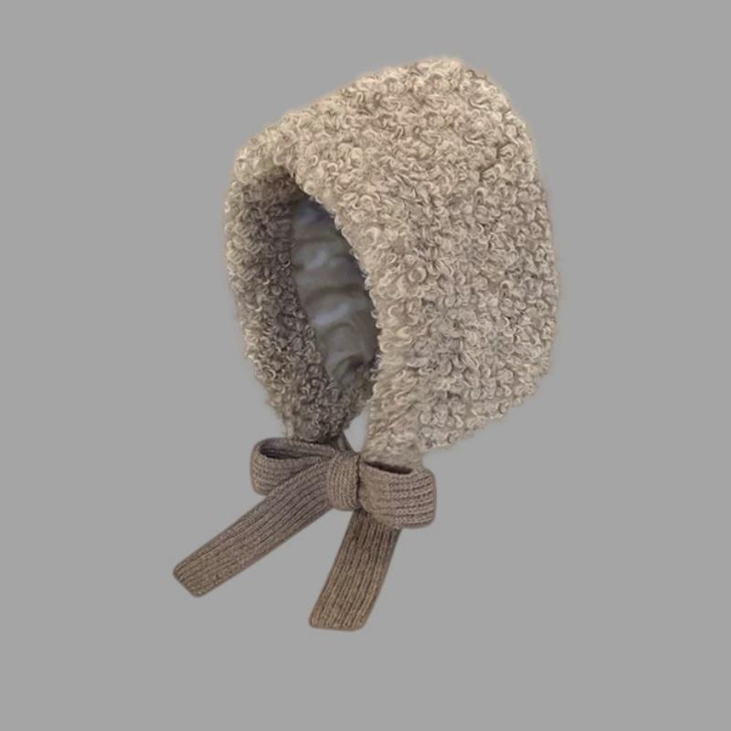 Fluffy  Year Red Hat Solid Color Anti-Cold Lambswool Cap For Women Winter Warmer Beanie Ear Protection Hat