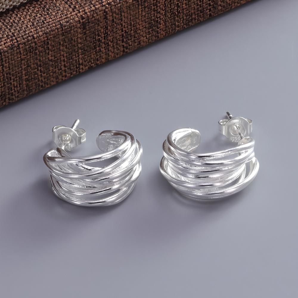 VENTFILLE 925 Sterling Silver Geometry Zircon Hoop Earring for Women Design Classic Office Jewelry Birthday Gift Dropshipping