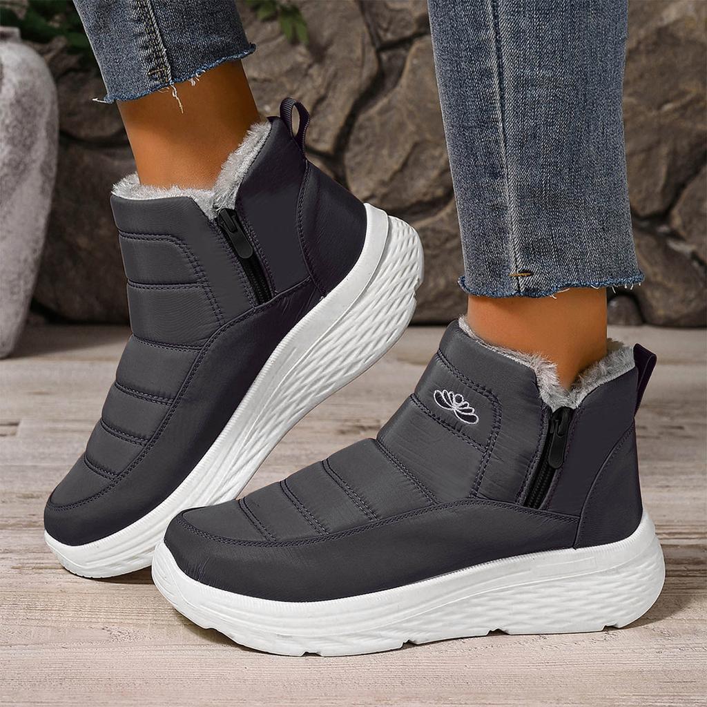 Stiefel für Damen Winter Warm Gefütterte Stiefeletten Bequem Zum Hineinschlüpfen Leicht Damenstiefel Frau Plüsch Warme Schneestiefel