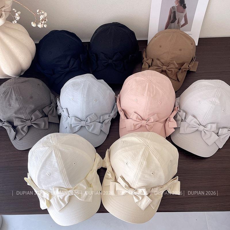 Zealous Sole Women's Dark Brown Korean Style Sweet 3D Bow Baseball Cap Spring Versatile Sun Protection Breathable Dad Hat 56-58Cm