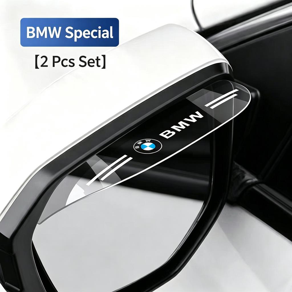 2Pcs Clear & Carbon Fiber Car Rearview Mirror Rain Eyebrow Sun Visor Anti Fog Waterproof Shield Universal Fit All BMW Series Aut EV2