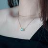 French Light Luxury Titanium Steel Non-Fading Jewelry Fashionable Versatile Stacked Wearing Collarbone Chain Double Layer Blue Zircon Necklace Women