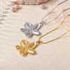 Vintage court style stainless steel large flower pendant necklace women's waterproof design necklace