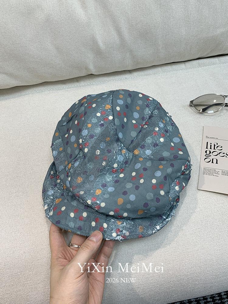Vintage Floral Lace Newsboy Cap Women Spring Summer Breathable Ruffled Beret Retro Casual Fashion Headwear Beret