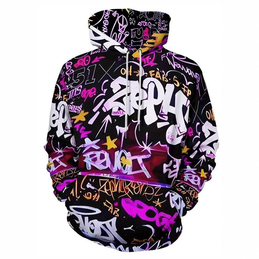 Interesting Letter 3D Printed Hooded Sweatshirt Autumn Winter Loose Fitting Pullover Atmospheric Comfortable Oversized Long Sleeved Men's Hoodies