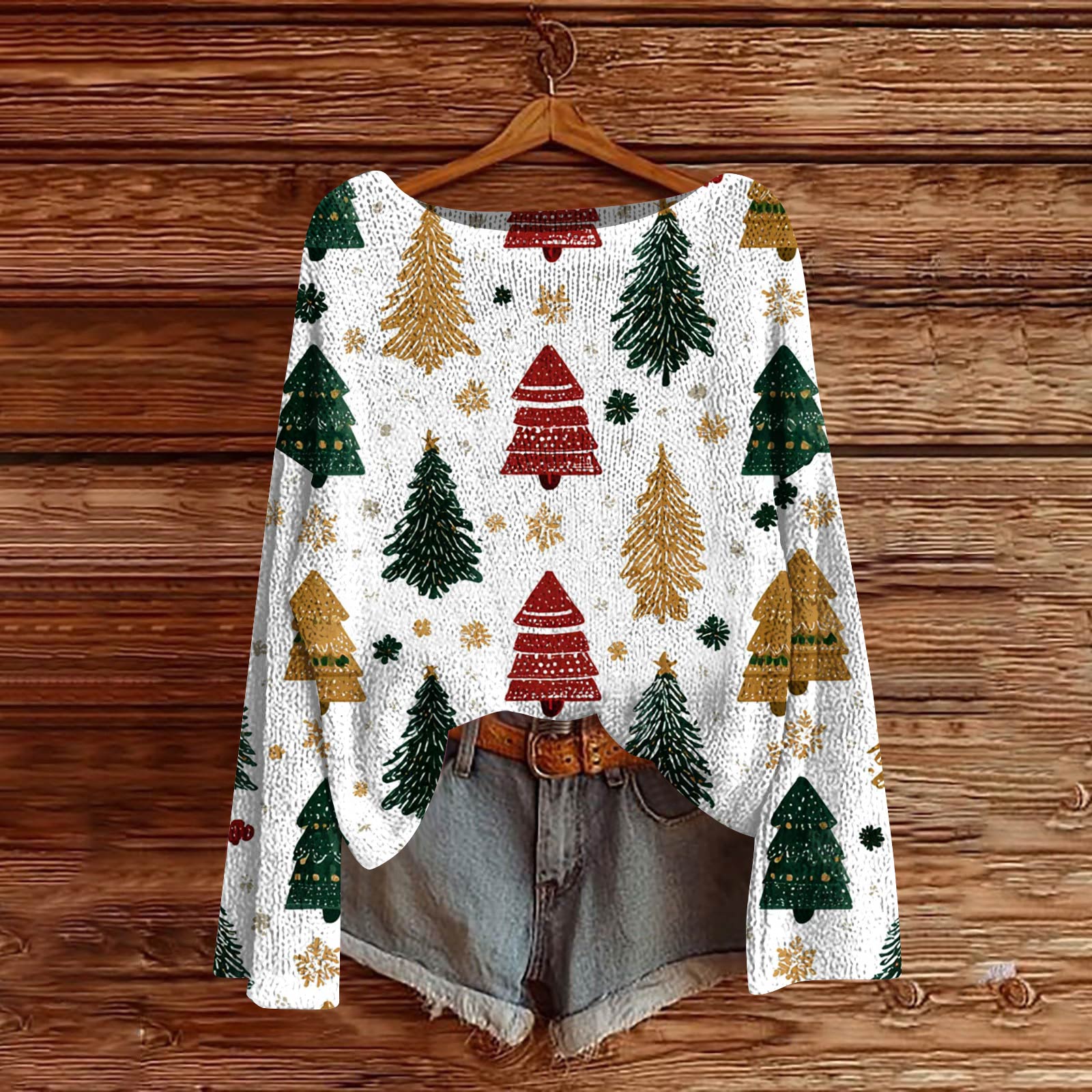 

Женский модный свитер с рождественским принтом, легкий, повседневный трикотажный пуловер с длинным рукавом M