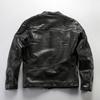 Heavy wash pleated full vegetable tanned sheepskin venom leather jacket locomotive leather jacket stand-up collar vintage men's leather jacket