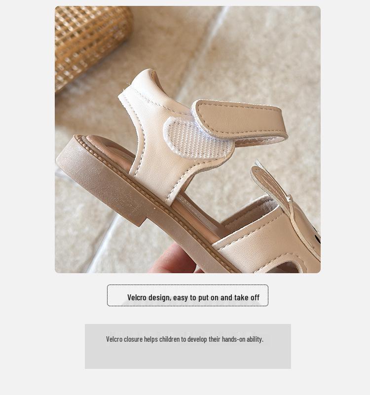 Girls' Hollow Headband Sandals: Little Rabbit Princess Shoes - Summer 2026, Soft Sole, Non-Slip, Versatile Beach Shoes