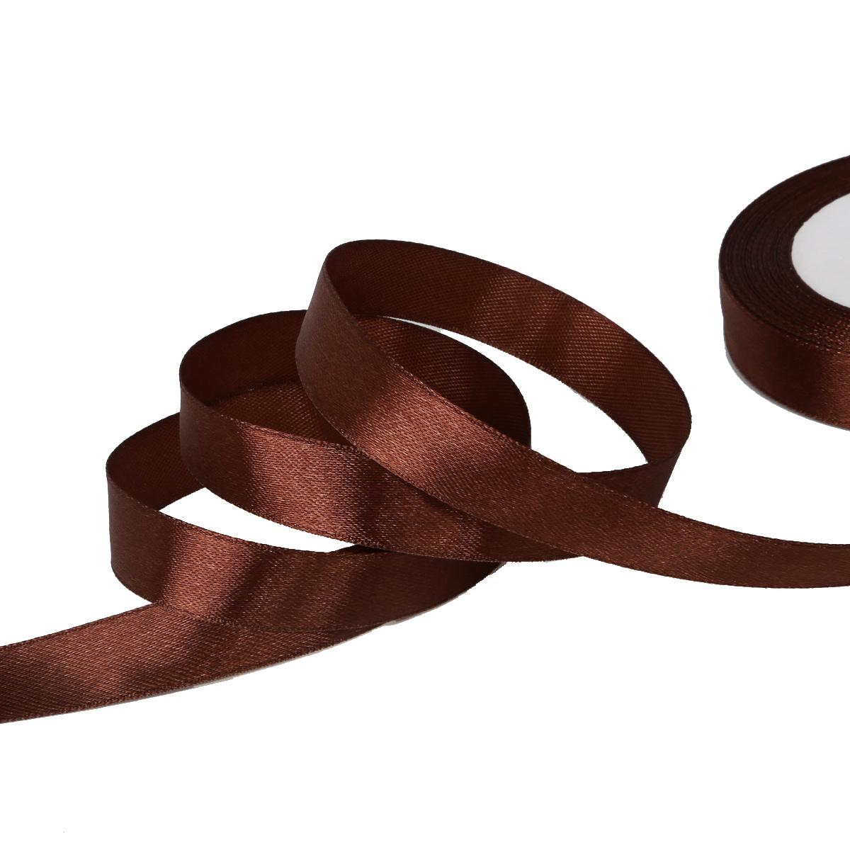 

25 ярдов атласные ленты для свадьбы, дня рождения, подарочная упаковка, рождественские принадлежности для Хэллоуина, фестиваля, ленты для рукоделия своими руками 15mm 25yards глубокий/коричневый