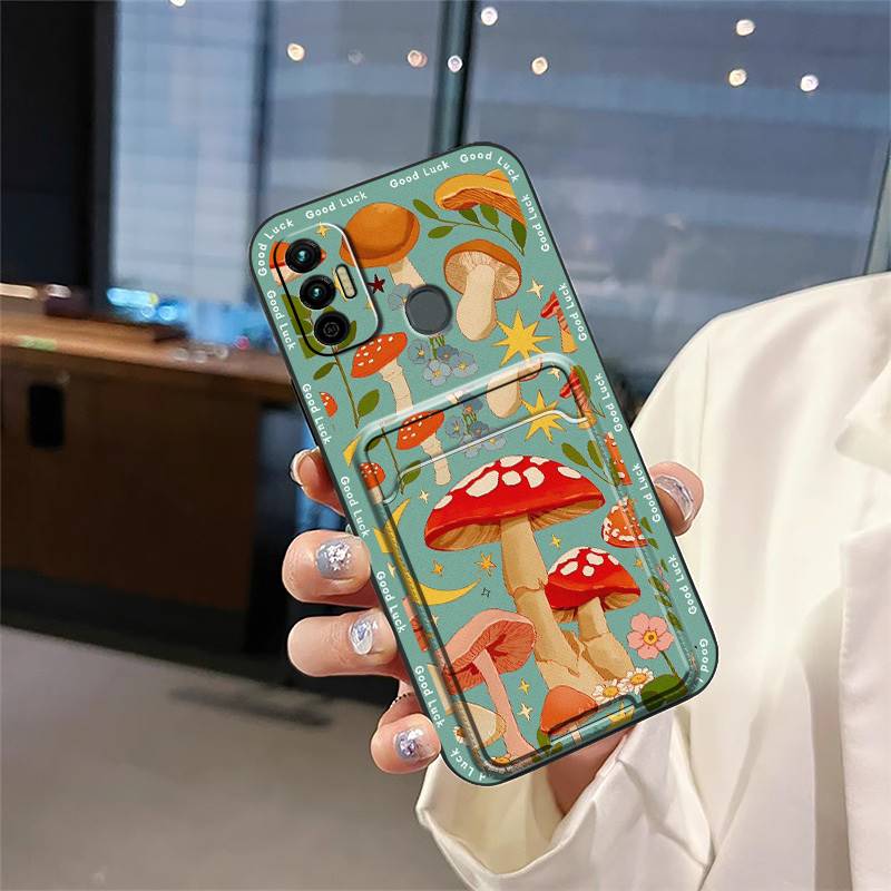 Card Bag Waterproof Phone Case For Tecno Spark 7/Spark7T TPU Cover Anti-knock Cartoon Anti-dust Protective Full Wrap