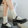White boneless medium tube confinement socks summer thin loose solid color stacking socks spring and autumn boneless cotton socks children