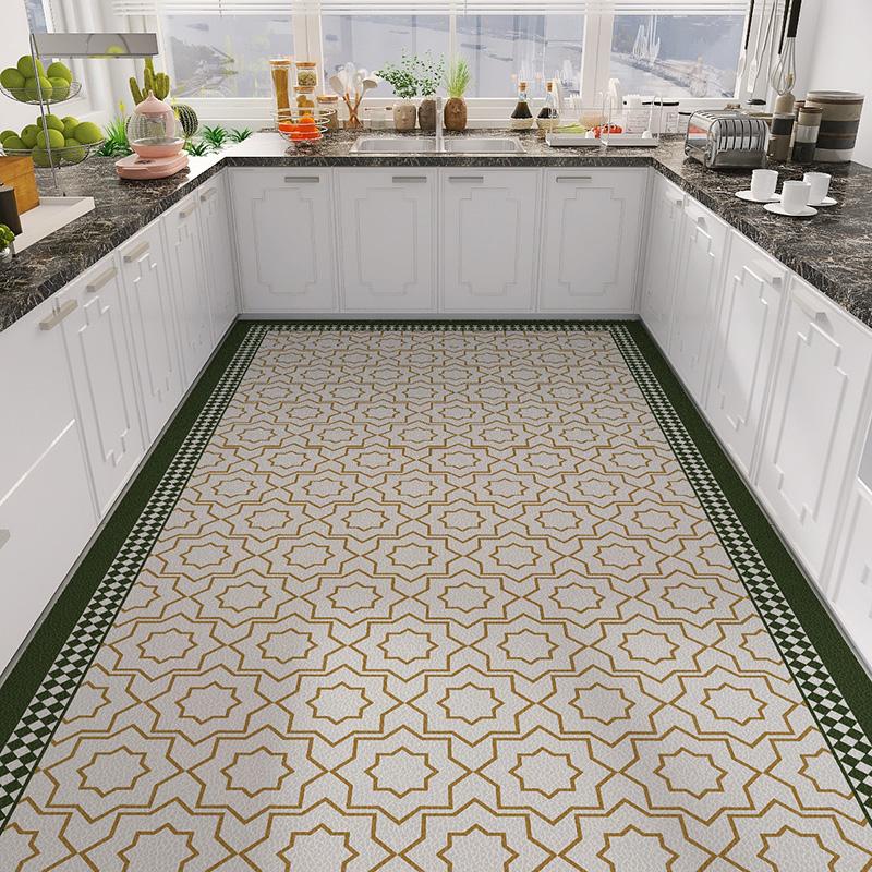 Home Kitchen Anti-oil Anti-slip Carpet PVC Leather Entrance Rugs Large Area Balcony Carpets Modern Living Room Decoration Rug