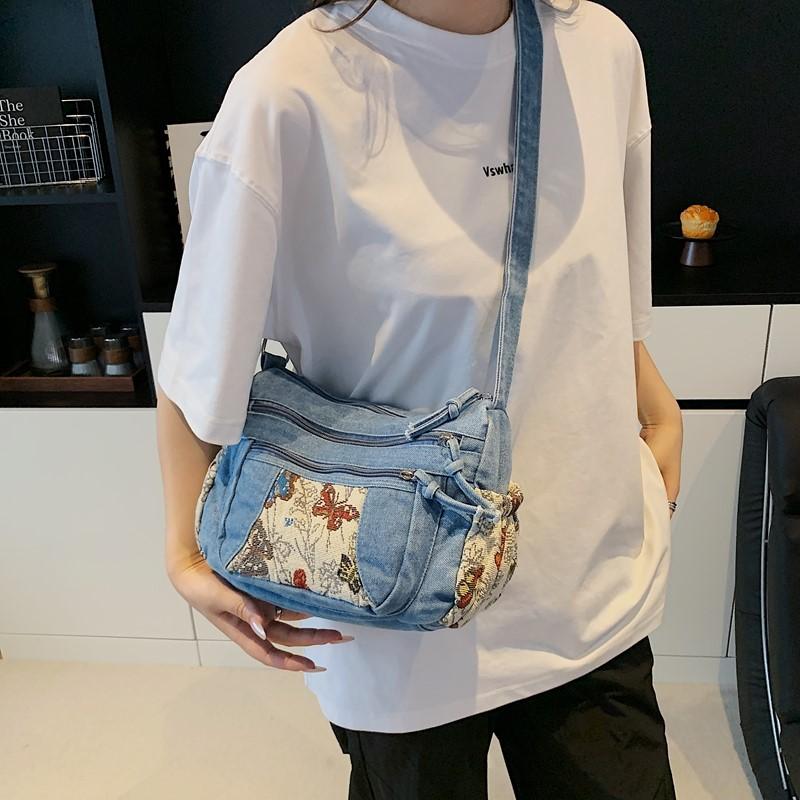 Τσάντα Τζιν Πολλαπλών Θηκών Τσάντα Χιαστί Γυναικεία Τσάντα Ώμου