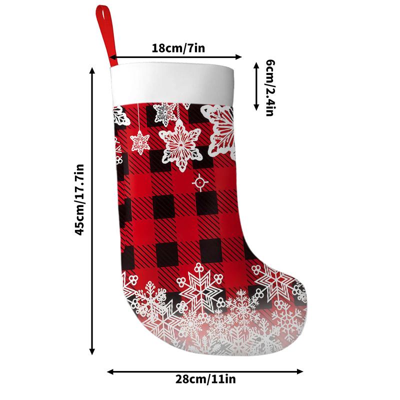 Christmas decoration fireplace hanging stocking 1pc 44.96 X 27.94 cm Black Buffalo Plaid Cutout White Hanging Snowflake