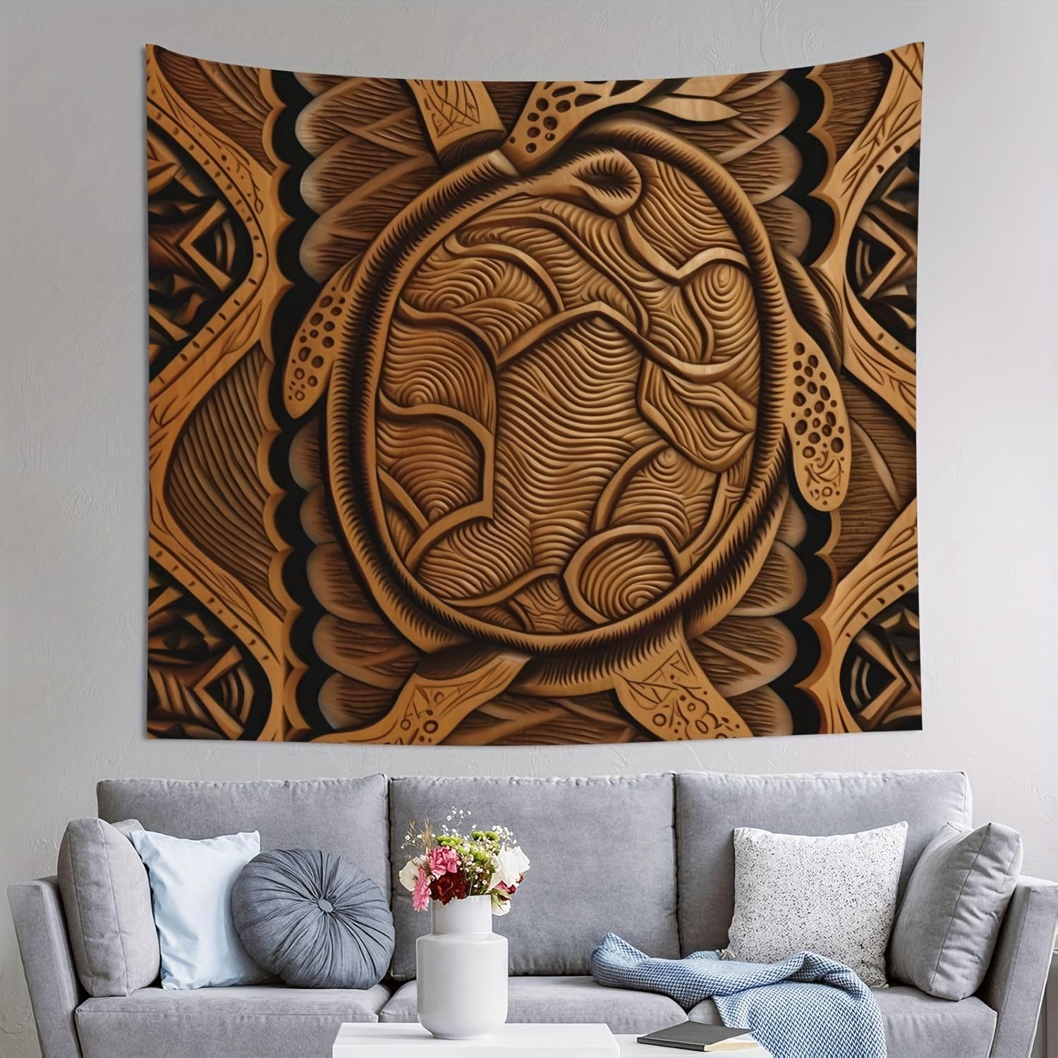 Jmg Household Supplies Unisex Intricate Wood Carving Tapestry - Traditional Tribal Design Wall Hanging For Living Room, Bedroom Decor - Cultural
