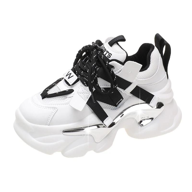 

Модные классические кроссовки женские осенние модные массивные женские туфли дышащие кроссовки tenis feminino кроссовки zapatillas mujer 8 см 40 черный белый