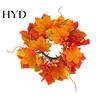 Realistic Festival Ornament Halloween Floral Candle Ring, Artificial Maple Rose Wreath for Party Venue Decorations Holder, Spooky Table Centerpiece
