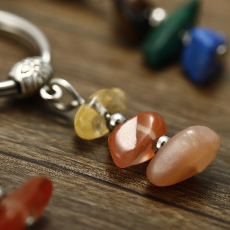 1 Piece Handmade Red Agate Card Combination Pendant Keyring  Natural Stone Beads String Keychain Gifts