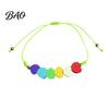 Fashionable Stackable Bracelet Colorful Hearts Bracelet, Handmade Braided Cord String Adjustable Sweet Aesthetic Hand Ornament Heart Shaped Clay Beads