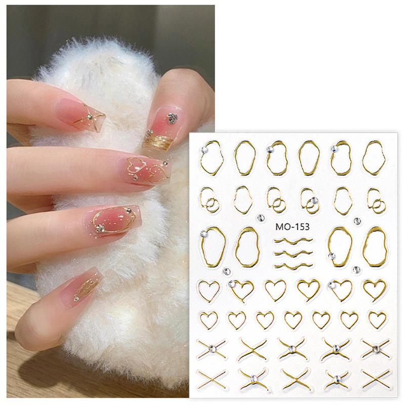 5D Relief Line Nail Stickers Bronzing  Diamond Line Adhesive Nail Art Stickers Decals Manicure