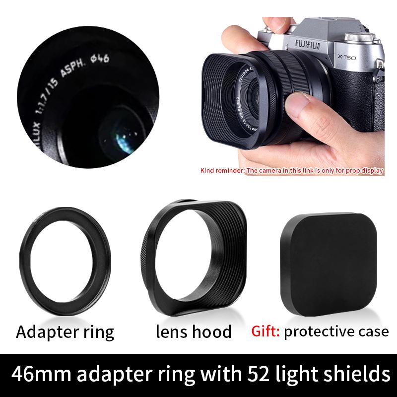 Metal Square Camera Lens Hood Compatible for Nikon16-50 Canon Sony Fuji15-45/35f2 Universal Photography Accessory 52/43/46/39mm
