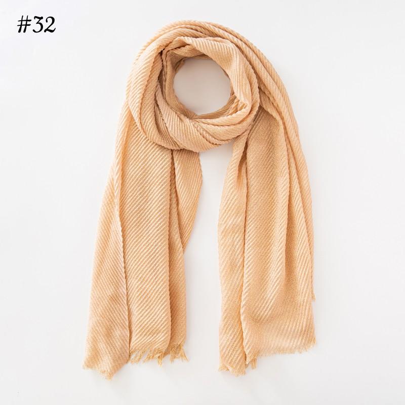 Fashion Wrinkle Plain Soft Shawl Funcy Shimmer Shiny Hijab Scarf Gold Silver Threads Headscarf Bangladeshi Cotton Shawl