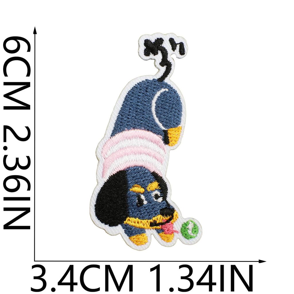 Korean Cute Dachshund Dog Embroidery Cloth Sticker Diy Bag Dress Up Puppy Patch Sticker Computer Embroidery Zhang Zai Ironing