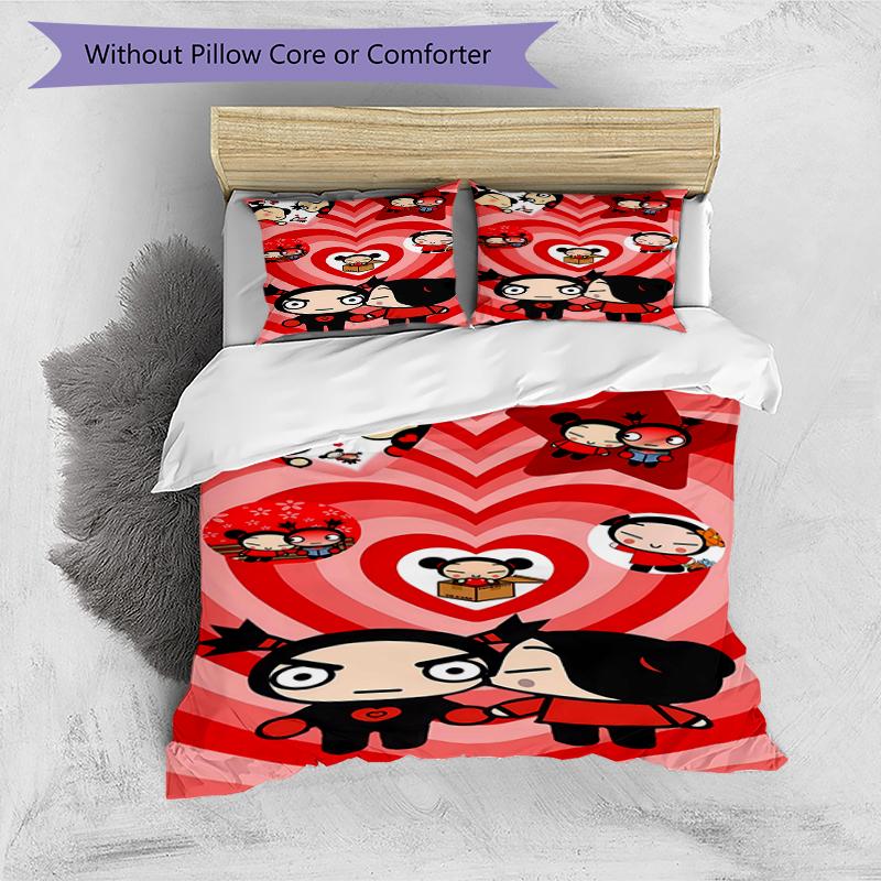 3pcs Pucca1 pattern bedding set duvet cover set includes duvet cover &pillowcases, perfect all season bedroom decoration & gift