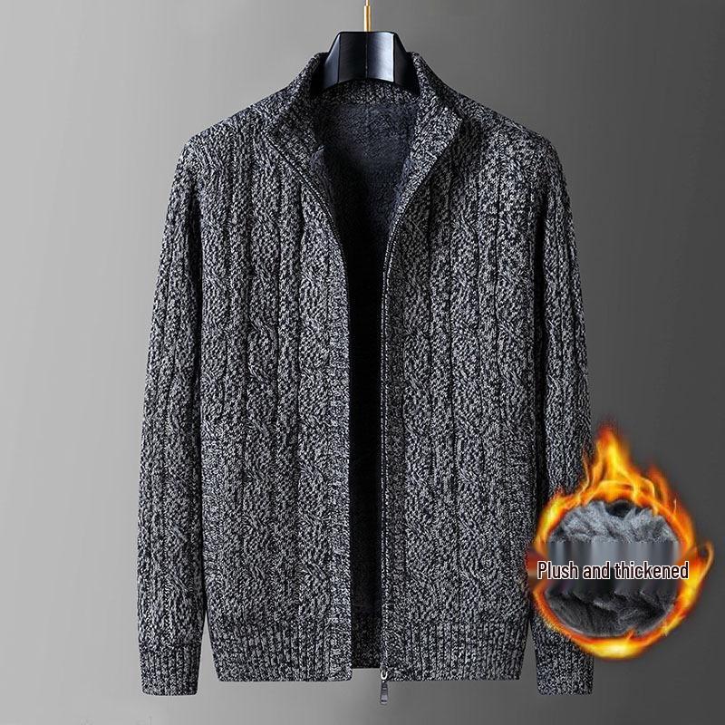 2025 Autumn Velvet-Lined Zipper Cardigan: Stylish, Comfortable, Versatile Wool Sweater