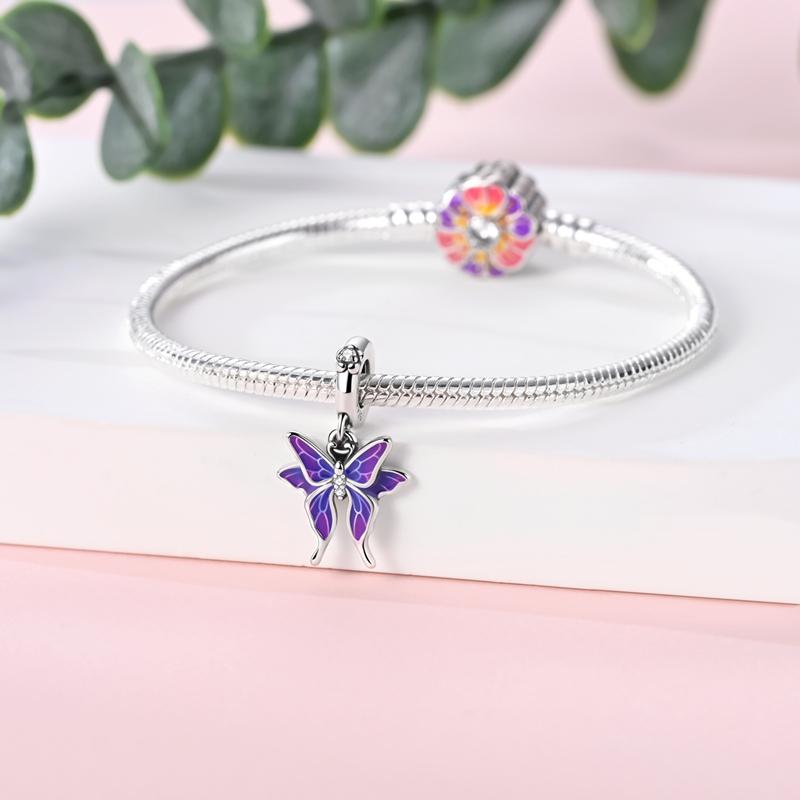 Farbwechsel Schmetterlings-Stil Anhänger Perle Kupfer Handwerk Hängender Anhänger Passend für Armreif Armband Halskette Handgemachter Schmuck