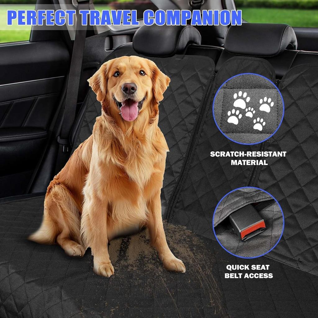 Dog Car Seat Cover for Back Seat, Car Seat Cover 60/40 Split Bench for Family Car, Compact SUV, MPV - Standard - 53" W