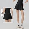Women's Sportswear Set: Padded Bust Yoga Vest & Loose Casual Anti-exposure Skirt Shorts with Pleated Waistband and Belt