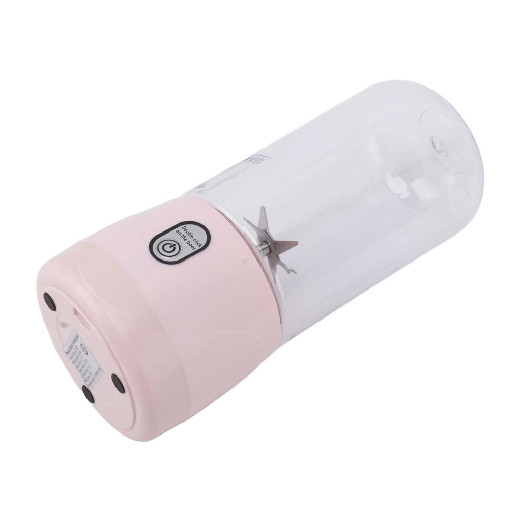Portable Blender USB Rechargeable 6 Blades Mini Juicer Cup Fruit Squeezer for Travel Sports Kitchen 410ml Pink
