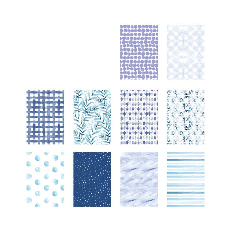 50 Sheets Sweetness Supply Series Korean Retro Scrapbook Paper - Fantasy Theme, White Background with Vibrant Geometric, Floral