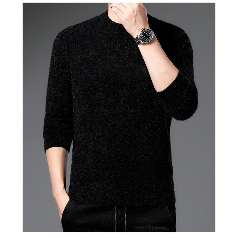 Новый осенне-зимний мужской свитер с длинными рукавами из синели и круглым вырезом — фото 8