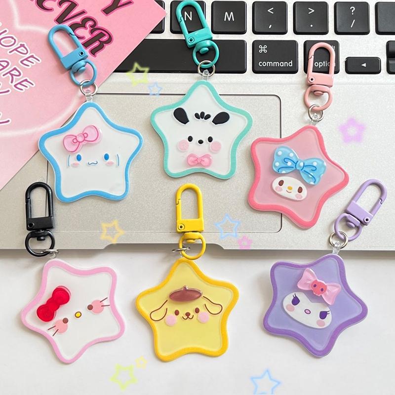 Cute Cartoon Sanrio Star Acrylic Keychain Ins Sweet Girl Schoolbag Pendant Keyring Friend Gift