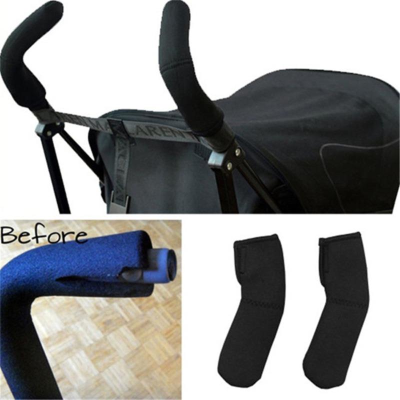 2pcs/Pair New Baby Stroller Accessories Carriage Front Handle Pram Black Neoprene Magic Tape Bumper Bar Cover Bebek Arabasi