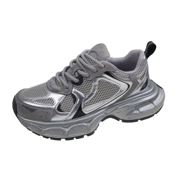 [Ziyan] Genuine Leather Sports Shoes, Thick-soled Heightening Dad Shoes, Women's Retro Old Color Matching Breathable Casual Shoes Tide