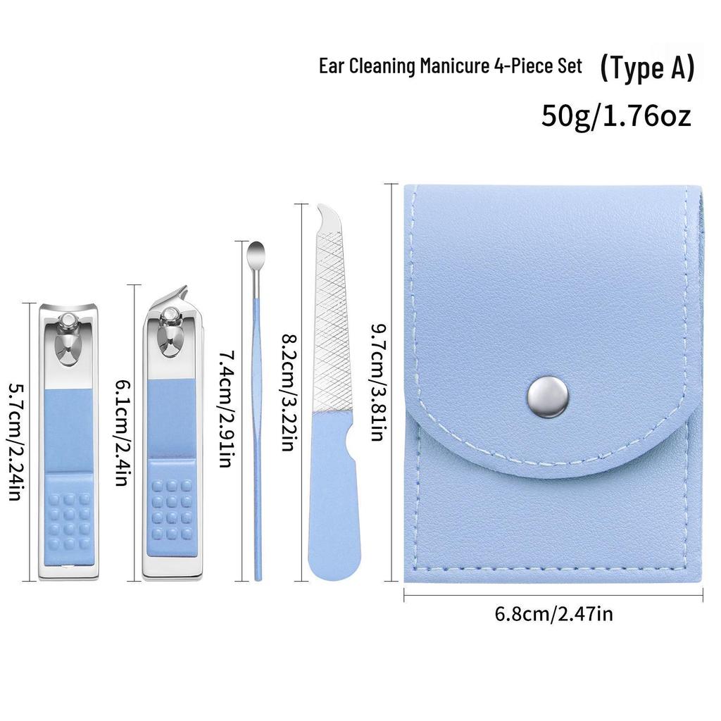 Nail Clipper & Angled File Set with Ear Pick - Manicure Tools for Women