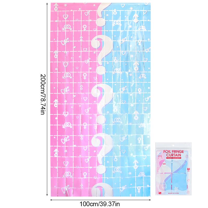 Gender Reveal Balloons with Fringe Curtain Boy or Girl Standing Foil Balloon Gender Reveal Party Decoration Supplies Baby Shower