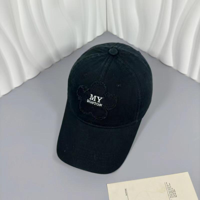 Korean Floral Embroidery Duckbill Cap - Women's Large Head Versatile Breathable Sunshade Hat
