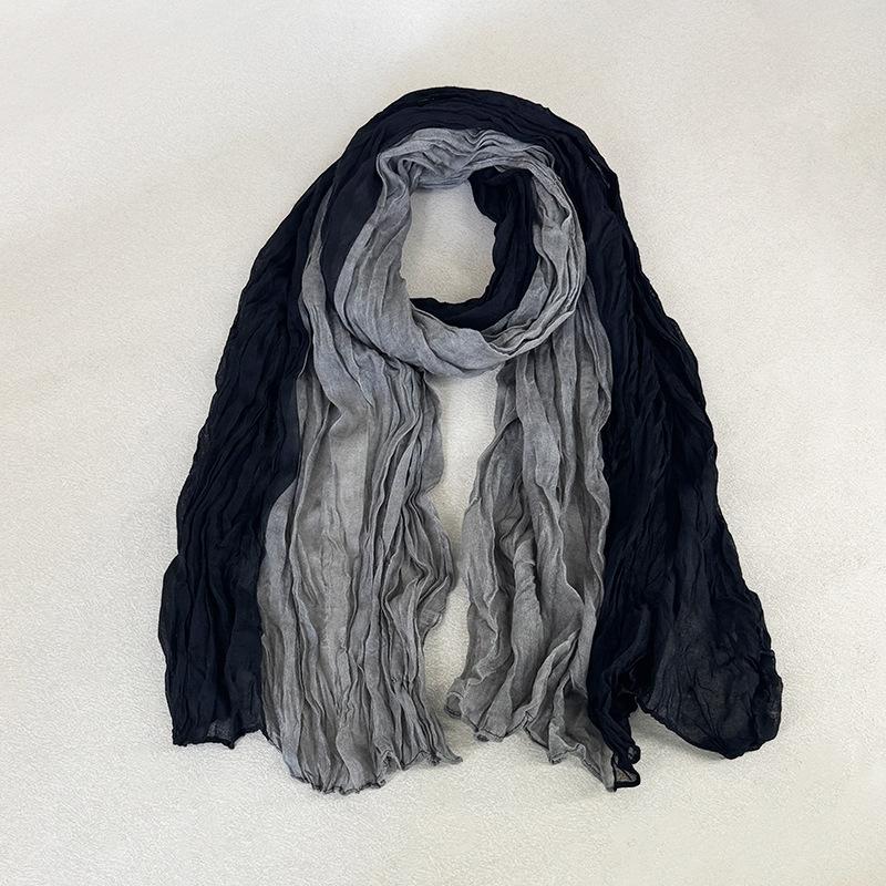 Женский плиссированный тонкий шарф Художественный ретро Модный универсальный длинный шарф Шарф для путешествий