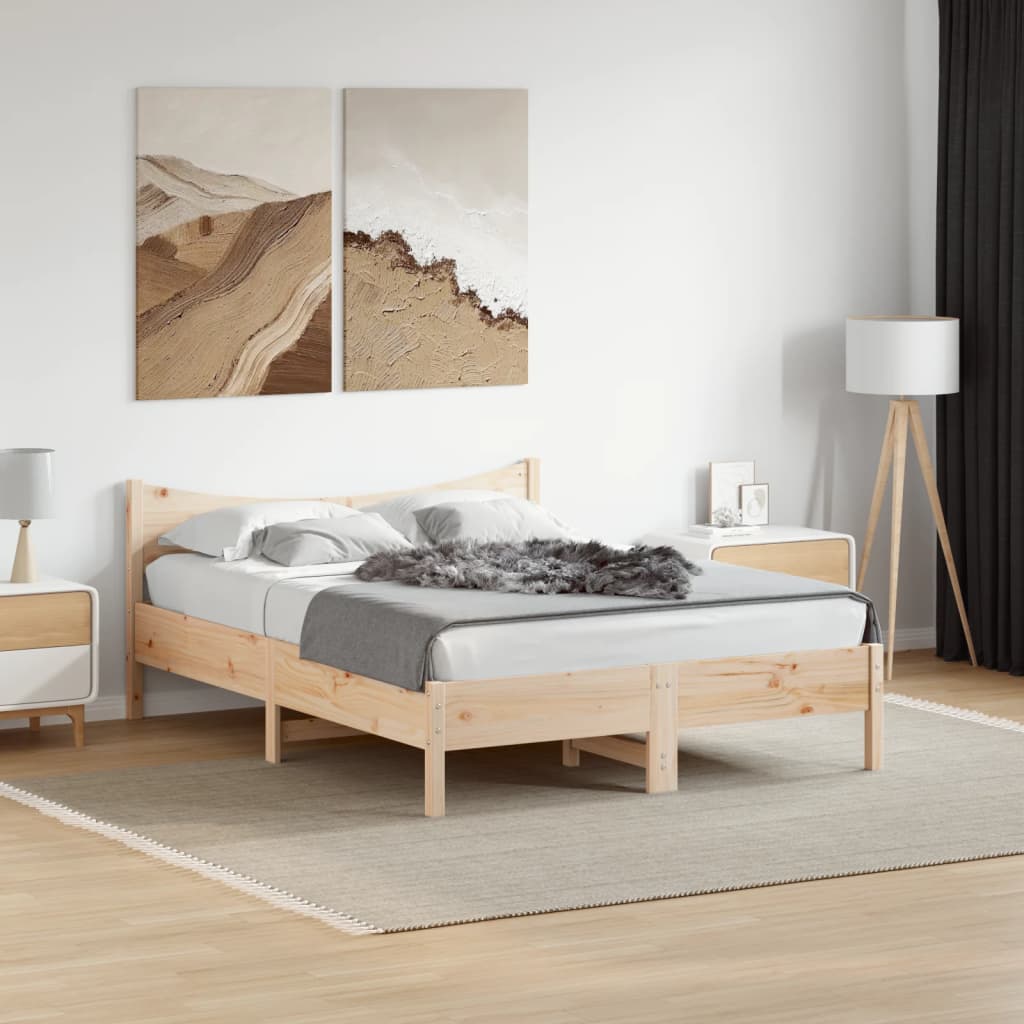 Vidaxl Rama Łóżka Bez Materaca, 140X190 Cm, Lite Drewno Sosnowe