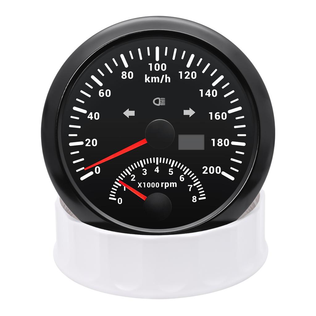 2 In 1 Multifunction Gauge IP67 Waterproof Speedometer With Tachometer Red Backlight for 12V 24V Universal Car Boat Speed Meter