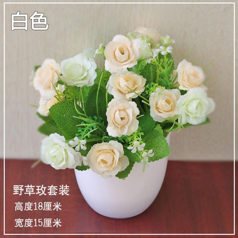 Artificial Silk Flower Potted Plant Desktop Decor Home Office Interior Styling Small Fake Floral Arrangement