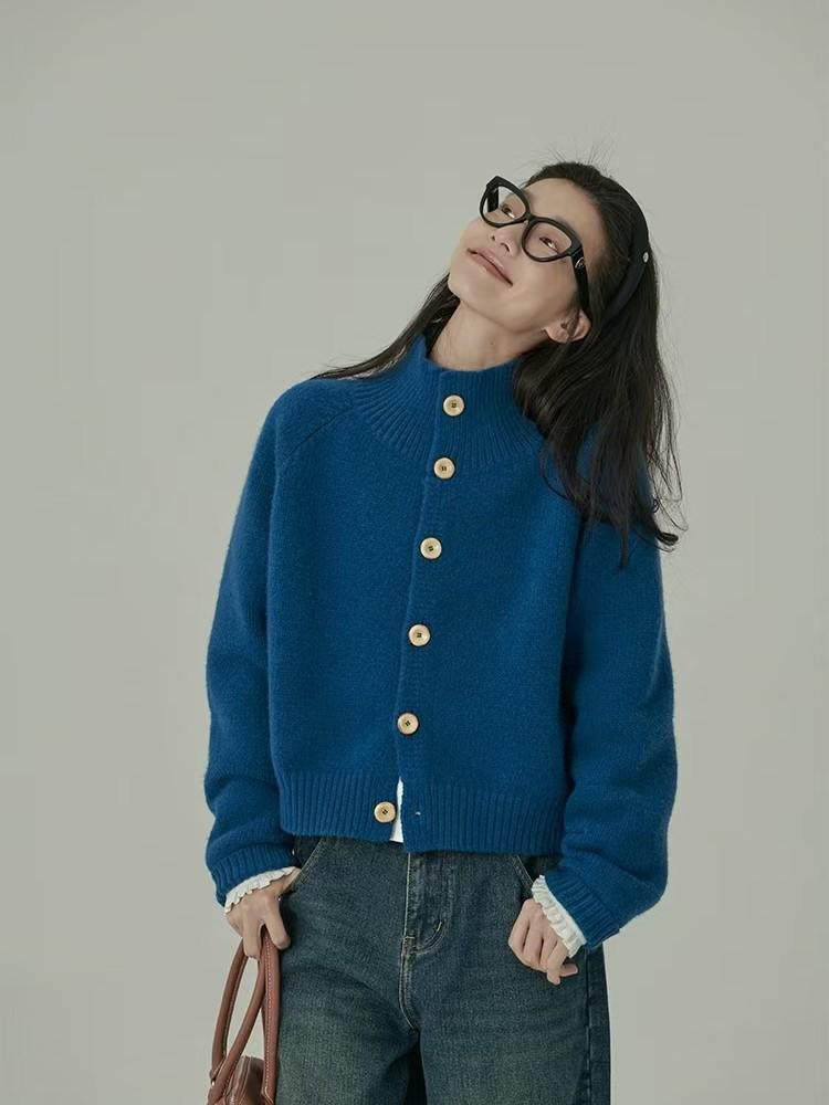 Women's Cozy Korean Style Wool Knit Cardigan - Autumn/Winter Outerwear