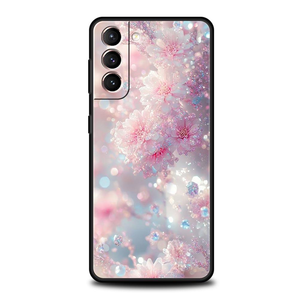 Korean Flower Phone Case for Samsung Galaxy S26 S25 S24 S23 S22 S20 S21 FE Ultra S25 Edge Plus 5G Soft TPU Cover Fundas Capa Bag
