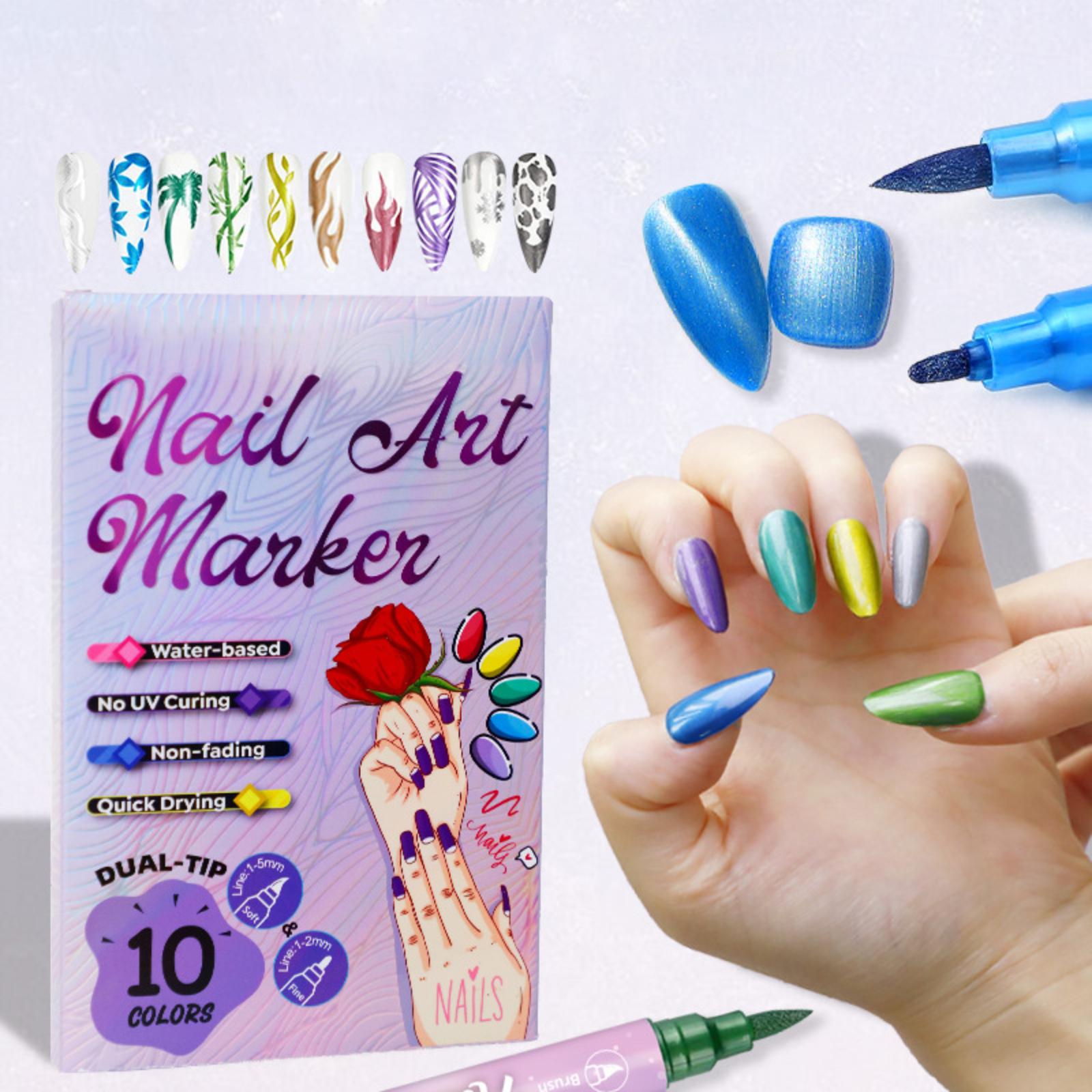 

Drawing Pen, Nail Painting Pen, DIY , Quick-drying, Colored Pen For Drawing Flowers And Outlining (10 Colors30ml) One Size