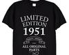 Limited Edition 1951 Birthday Present T Shirt, Funny Bday Gifts for Men or Women, Mum, Dad, Grandad, Vintage Old Men, 72nd, 70th, 71st, 419