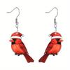 Red Cardinal Acrylic Earrings - Festive Christmas & New Year Gift for Girls